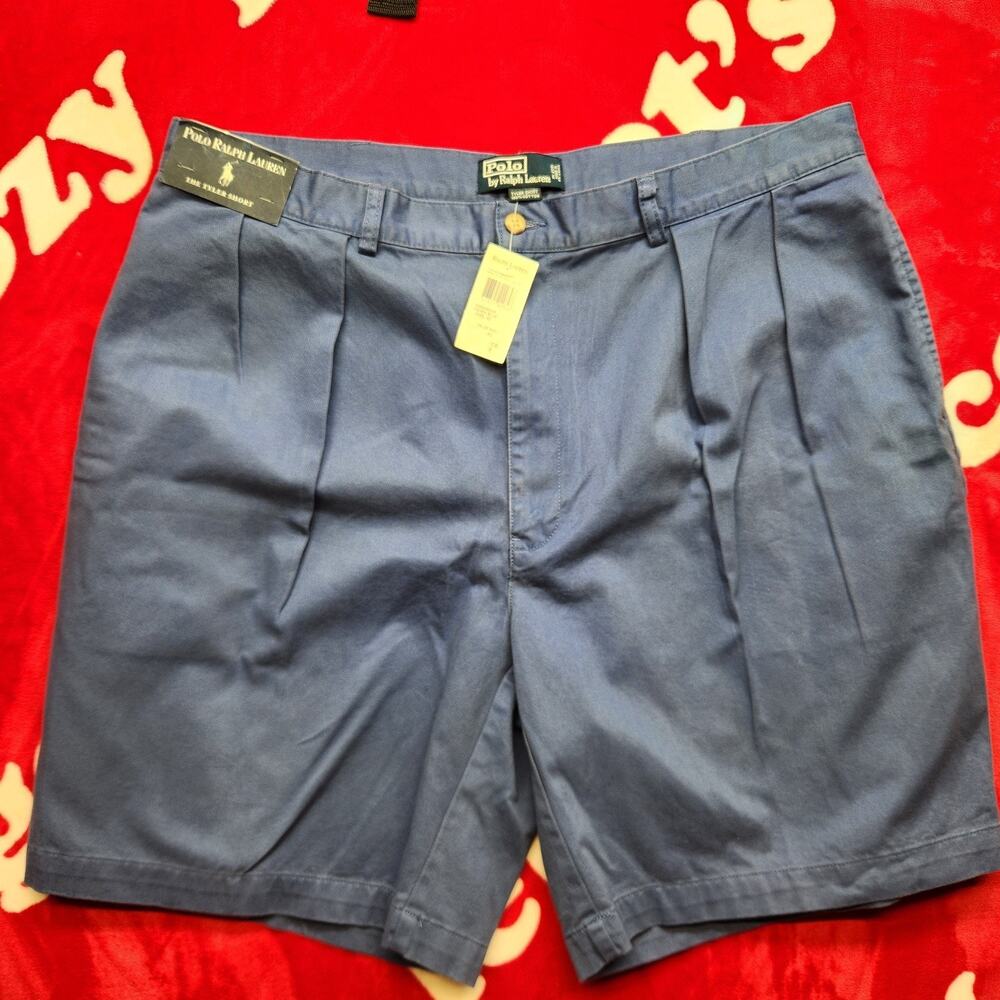 Polo Ralph Lauren Tyler Shorts Men's Size 42 Haven Blue Pleated 100% Cotton NWT